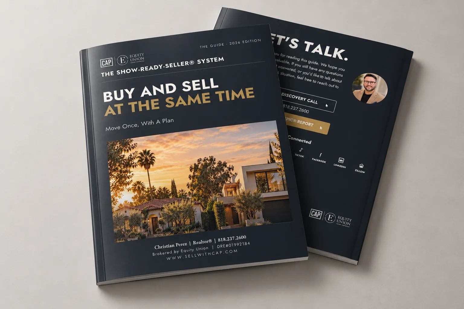 Buy And Sell At The Same Time Guide by Christian Perez, shown as a printed booklet