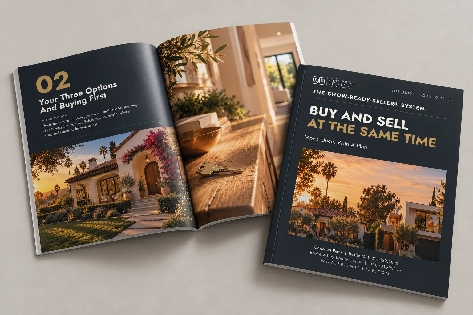 Buy And Sell At The Same Time Guide by Christian Perez, shown as a printed booklet