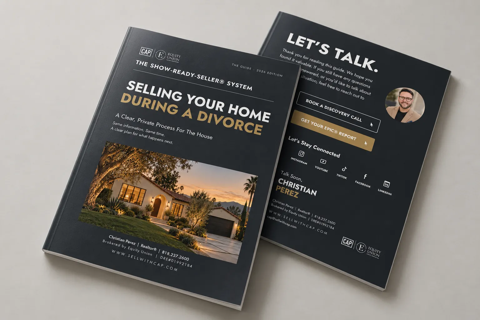 Divorce Home Sale Guide by Christian Perez, shown as a printed booklet