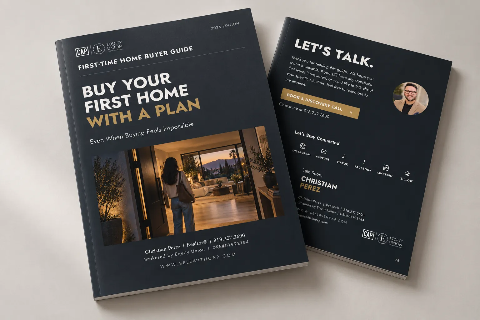 First-Time Home Buyer Guide by Christian Perez, shown as a printed booklet