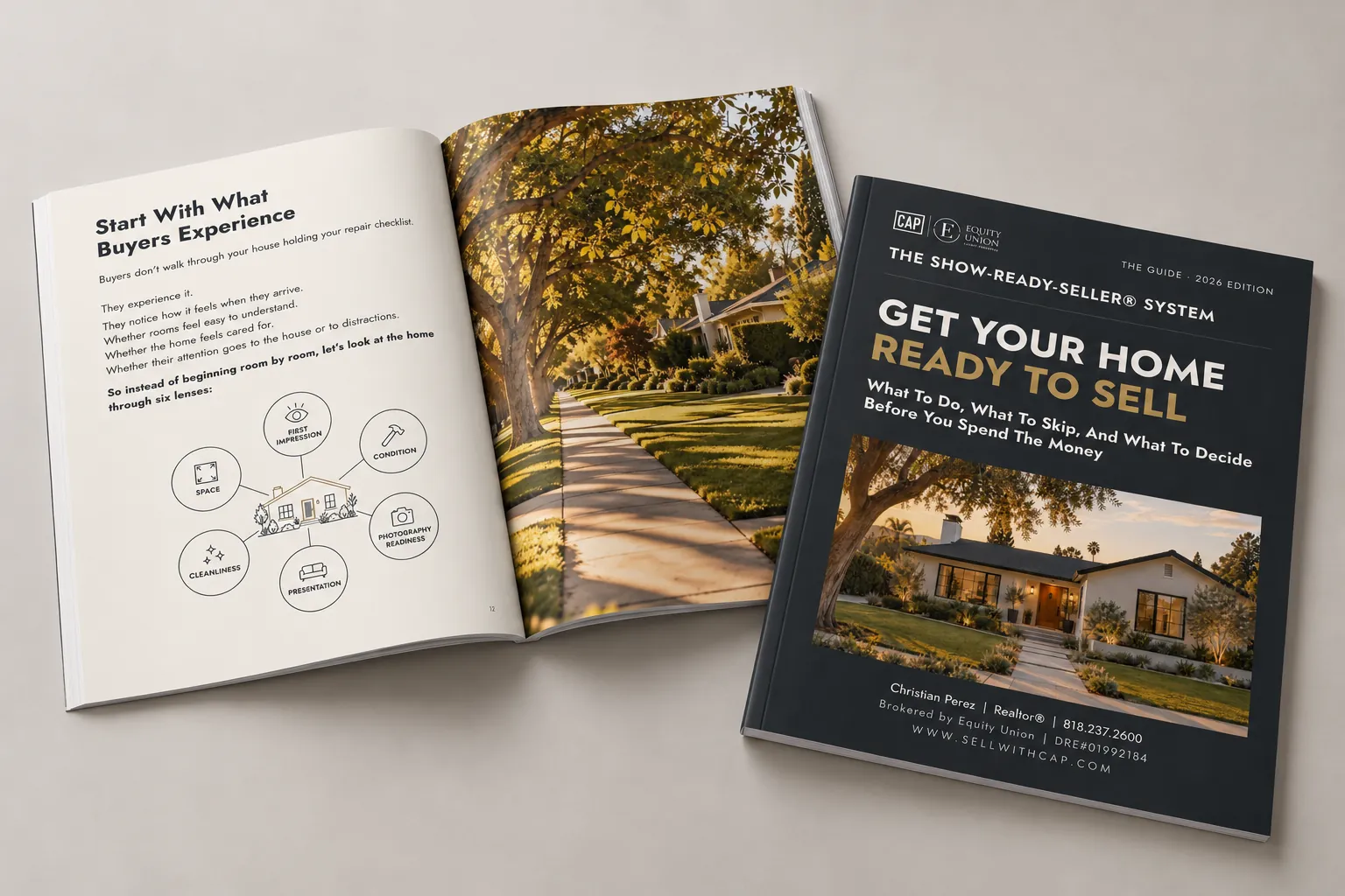 Get Your Home Ready To Sell Checklist by Christian Perez, shown as a printed booklet