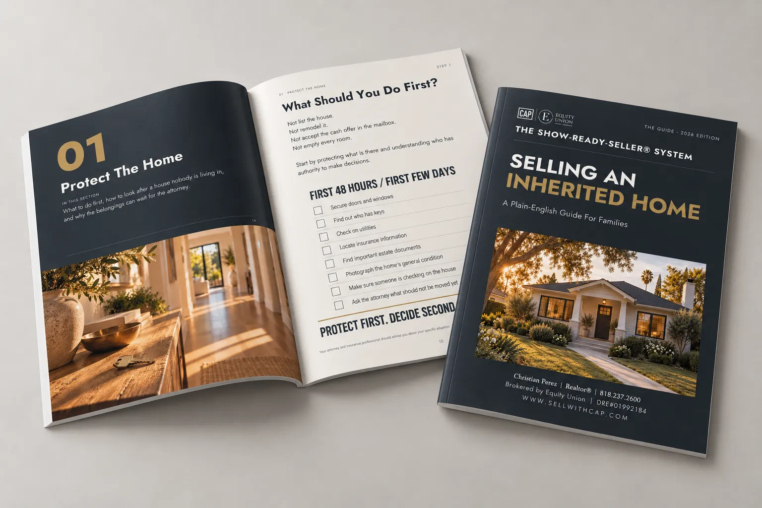 Inherited Home Sale Guide by Christian Perez, shown as a printed booklet