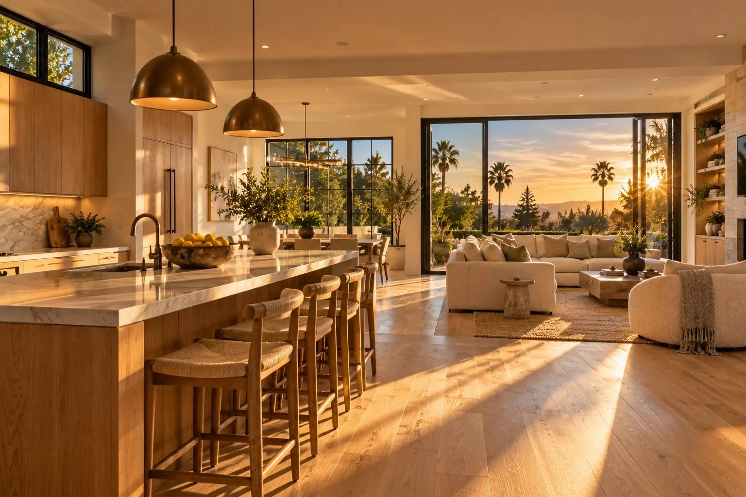 A bright open-plan kitchen